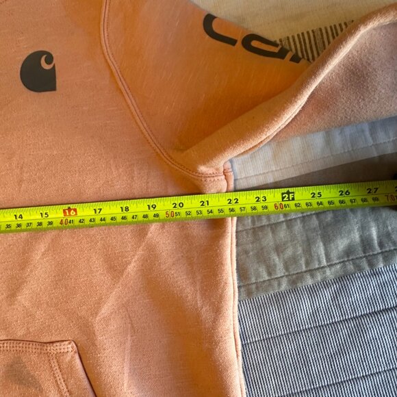 Carhartt Hoodie Sweatshirt Mens Large Orange Peach Distressed Long Sleeve - Picture 4 of 10